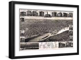 1883, St. Paul 1883 Bird's Eye View, Minnesota, United States-null-Framed Giclee Print