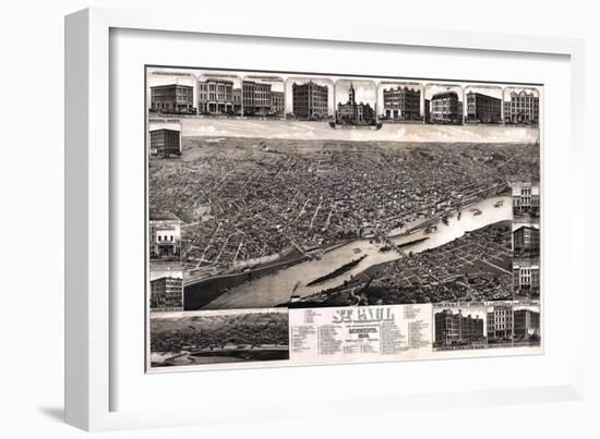 1883, St. Paul 1883 Bird's Eye View, Minnesota, United States-null-Framed Giclee Print