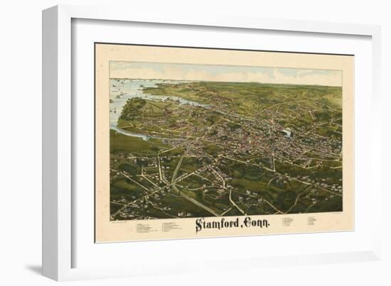 1883, Stamford Bird's Eye View, Connecticut, United States-null-Framed Giclee Print