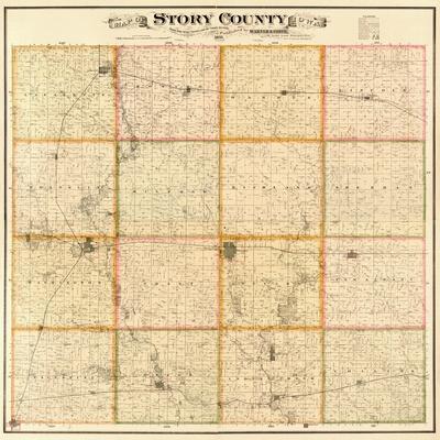 '1883, Story County Wall Map, Iowa, United States' Giclee Print
