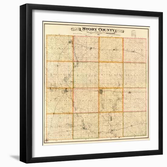 1883, Story County Wall Map, Iowa, United States-null-Framed Giclee Print