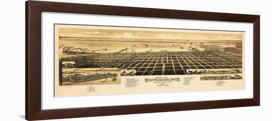 1883, Superior Bird's Eye View, Wisconsin, United States-null-Framed Giclee Print