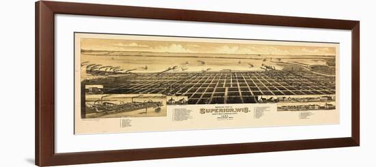 1883, Superior Bird's Eye View, Wisconsin, United States-null-Framed Premium Giclee Print