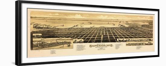 1883, Superior Bird's Eye View, Wisconsin, United States-null-Framed Premium Giclee Print