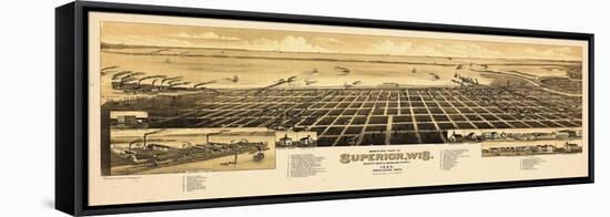 1883, Superior Bird's Eye View, Wisconsin, United States-null-Framed Stretched Canvas