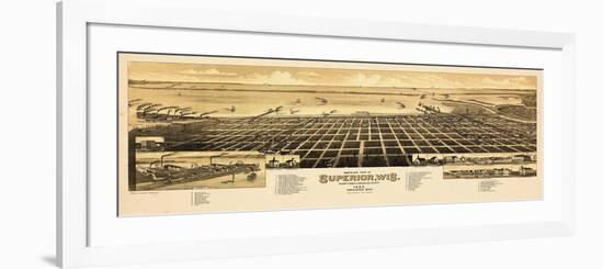 1883, Superior Bird's Eye View, Wisconsin, United States-null-Framed Giclee Print