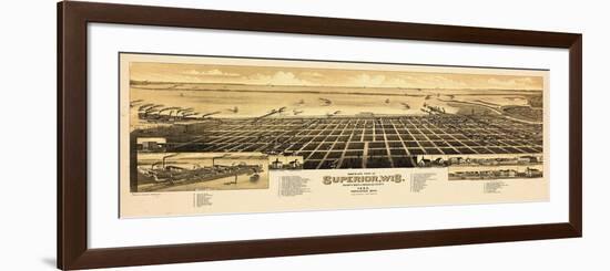 1883, Superior Bird's Eye View, Wisconsin, United States-null-Framed Giclee Print