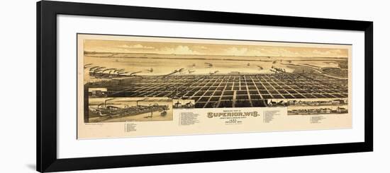 1883, Superior Bird's Eye View, Wisconsin, United States-null-Framed Giclee Print