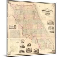 1883, Volusia County and Vicinity Wall Map, Florida, United States-null-Mounted Giclee Print