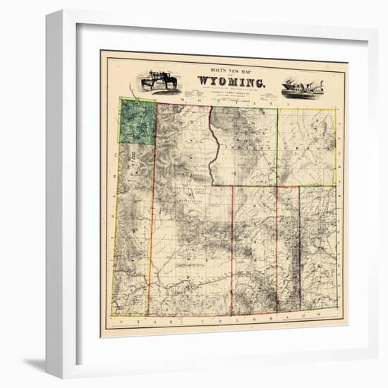 1883, Wyoming 1883 State Map, Wyoming, United States-null-Framed Giclee Print