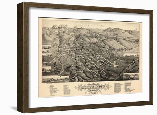 1884, Butte City Bird's Eye View, Montana, United States-null-Framed Giclee Print