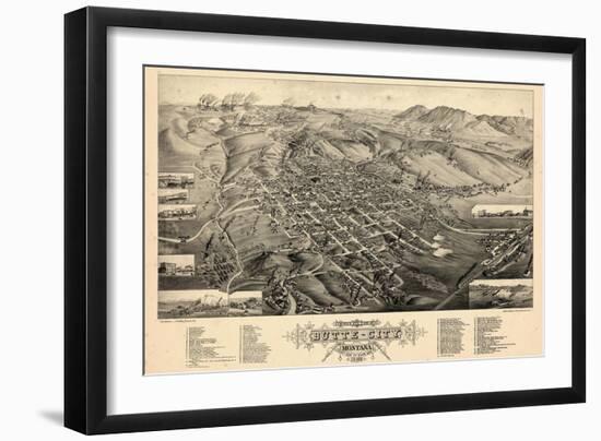 1884, Butte City Bird's Eye View, Montana, United States-null-Framed Giclee Print