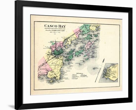 1884, Casco Bay, Scarborough, Cape Elizabeth, Portland, Falmouth, Cumberland, Yarmouth-null-Framed Giclee Print