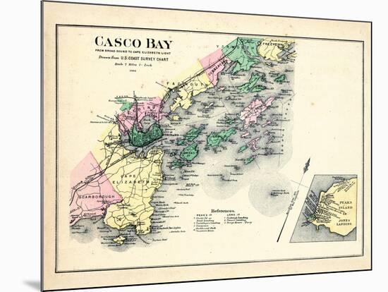 1884, Casco Bay, Scarborough, Cape Elizabeth, Portland, Falmouth, Cumberland, Yarmouth-null-Mounted Giclee Print