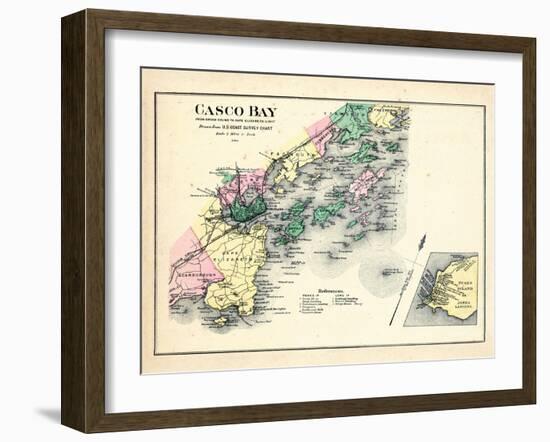 1884, Casco Bay, Scarborough, Cape Elizabeth, Portland, Falmouth, Cumberland, Yarmouth-null-Framed Giclee Print