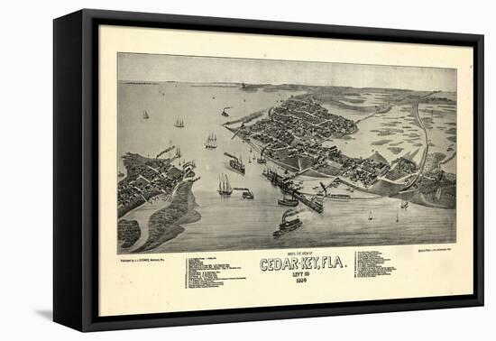 1884, Cedar Key Bird's Eye View, Florida, United States-null-Framed Stretched Canvas