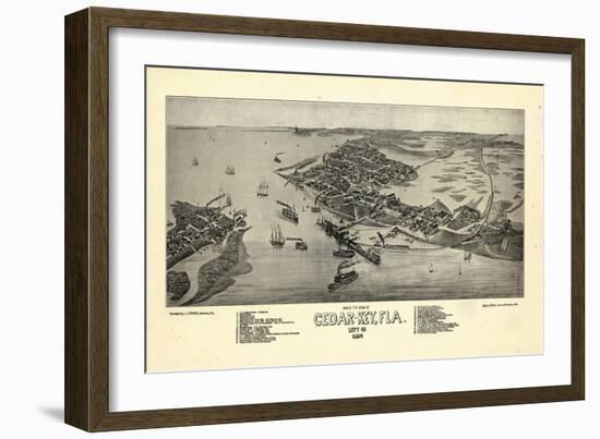 1884, Cedar Key Bird's Eye View, Florida, United States-null-Framed Giclee Print