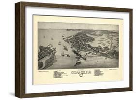 1884, Cedar Key Bird's Eye View, Florida, United States-null-Framed Giclee Print