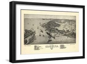 1884, Cedar Key Bird's Eye View, Florida, United States-null-Framed Giclee Print