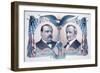 1884 Democratic Campaign Poster with Portraits of Grover Cleveland and Thomas A. Hendricks-null-Framed Art Print