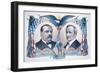 1884 Democratic Campaign Poster with Portraits of Grover Cleveland and Thomas A. Hendricks-null-Framed Art Print