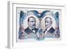 1884 Democratic Campaign Poster with Portraits of Grover Cleveland and Thomas A. Hendricks-null-Framed Art Print