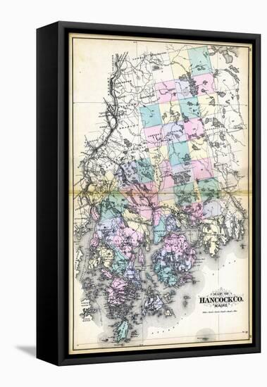 1884, Hancock County Map, Maine, United States-null-Framed Stretched Canvas
