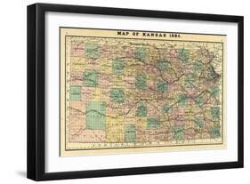 1884, Kansas State Map, Kansas, United States-null-Framed Giclee Print