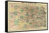 1884, Kansas State Map, Kansas, United States-null-Framed Stretched Canvas
