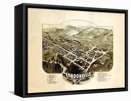 1884, Lyndonville Bird's Eye View, Vermont, United States-null-Framed Stretched Canvas
