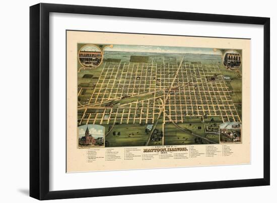 1884, Mattoon Bird's Eye View, Illinois, United States-null-Framed Giclee Print