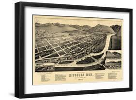 1884, Missoula Bird's Eye View, Montana, United States-null-Framed Giclee Print