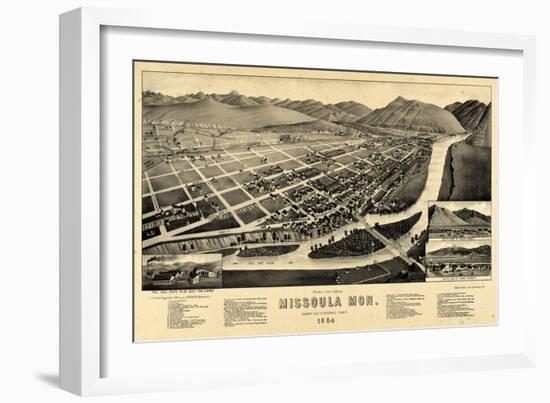 1884, Missoula Bird's Eye View, Montana, United States-null-Framed Giclee Print