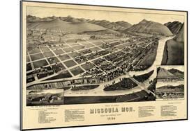 1884, Missoula Bird's Eye View, Montana, United States-null-Mounted Giclee Print