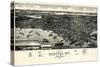 1884, Seattle Bird's Eye View, Washington, United States-null-Stretched Canvas