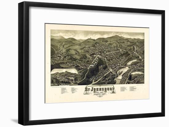 1884, St. Johnsbury Bird's Eye View, Vermont, United States-null-Framed Giclee Print