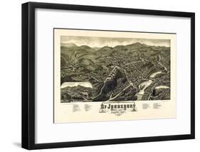 1884, St. Johnsbury Bird's Eye View, Vermont, United States-null-Framed Giclee Print