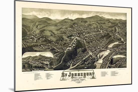1884, St. Johnsbury Bird's Eye View, Vermont, United States-null-Mounted Giclee Print