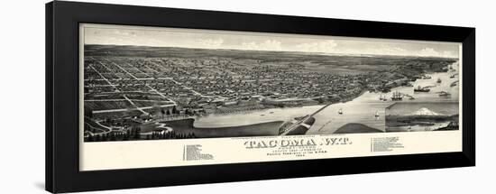 1884, Tacoma Bird's Eye View, Washington, United States-null-Framed Giclee Print