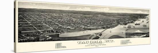 1884, Tacoma Bird's Eye View, Washington, United States-null-Stretched Canvas