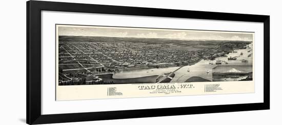 1884, Tacoma Bird's Eye View, Washington, United States-null-Framed Premium Giclee Print