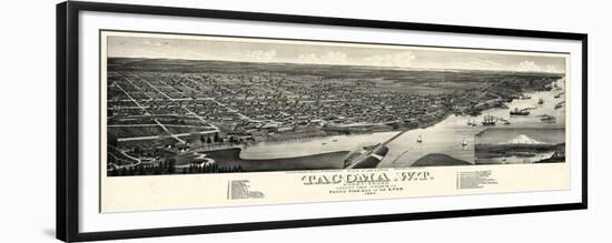 1884, Tacoma Bird's Eye View, Washington, United States-null-Framed Premium Giclee Print