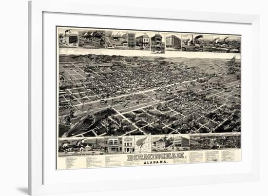 1885, Birmingham Bird's Eye View, Alabama, United States-null-Framed Giclee Print