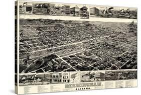 1885, Birmingham Bird's Eye View, Alabama, United States-null-Stretched Canvas