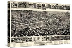 1885, Birmingham Bird's Eye View, Alabama, United States-null-Stretched Canvas