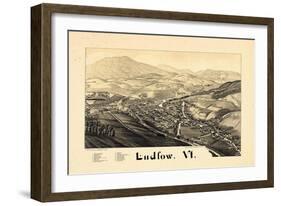 1885, Ludlow Bird's Eye View, Vermont, United States-null-Framed Giclee Print