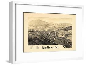 1885, Ludlow Bird's Eye View, Vermont, United States-null-Framed Giclee Print