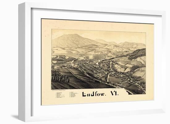 1885, Ludlow Bird's Eye View, Vermont, United States-null-Framed Giclee Print