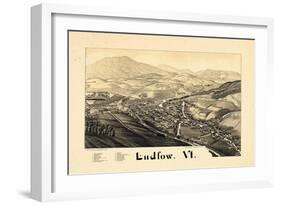 1885, Ludlow Bird's Eye View, Vermont, United States-null-Framed Giclee Print