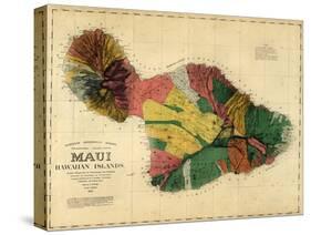 1885, Maui Island Map, Hawaii, United States-null-Stretched Canvas